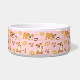 Écuelle Bol à motif à thème Bouledogue (Rose) en céramique