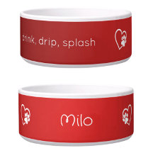 Bol à nom de chien rouge 'drink drip splash'