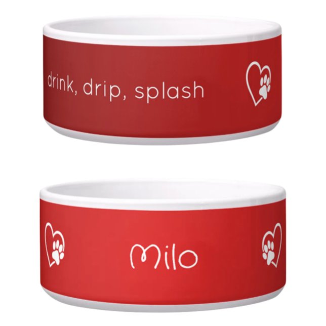 Écuelle Bol à nom de chien rouge 'drink drip splash' (Créateur téléchargé)