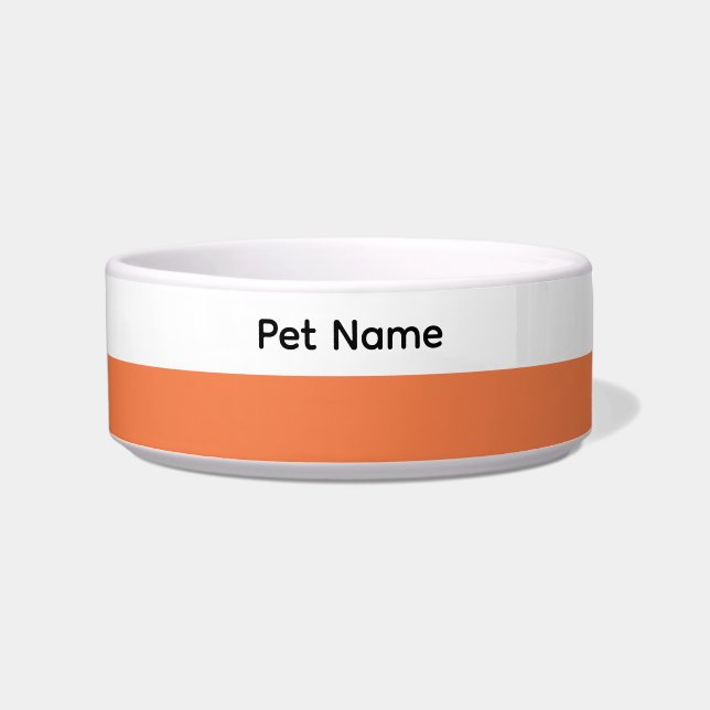 Écuelle Bol à nom pour animaux à rayure orange (Devant)