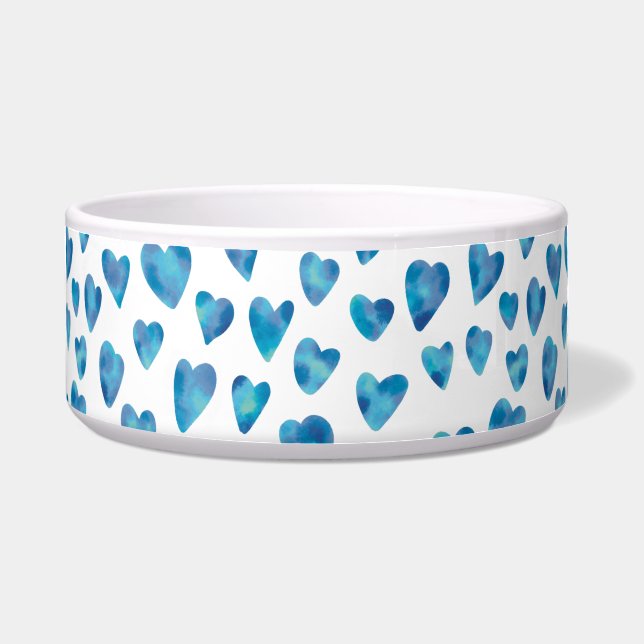Écuelle Bol à nourriture pour animaux à coeur blanc et ble (Devant)
