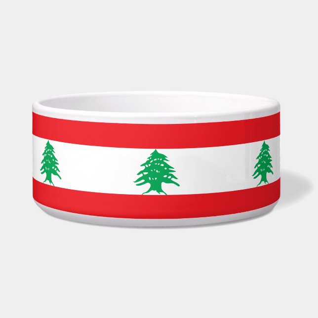 Écuelle Bol à nourriture pour animaux avec drapeau du Liba (Devant)