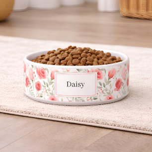 Écuelle Bol à Nourriture pour Chien avec Fleurs Personnali