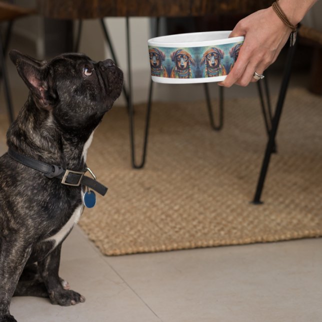 Écuelle Bol à nourriture pour chien bohème rétro funky pou (Créateur téléchargé)