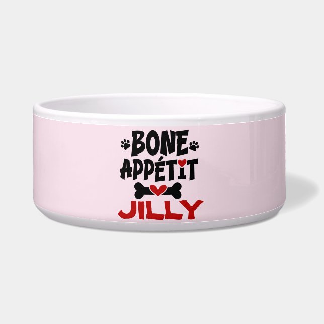 Écuelle Bol à nourriture pour chien Bon Appetit avec nom (Devant)