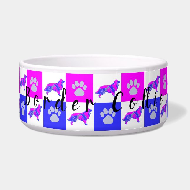 Écuelle Bol à nourriture pour chien Border Collie rose cha (Devant)
