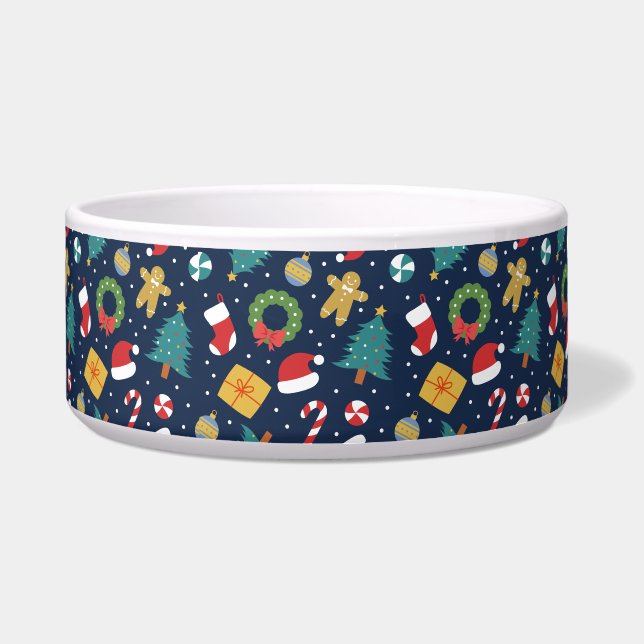 Écuelle Bol à thème Joyeux Joyeux Noël pour animaux de com (Devant)
