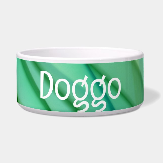 Écuelle Bol Abstrait vert avec texte DOGGO (Devant)