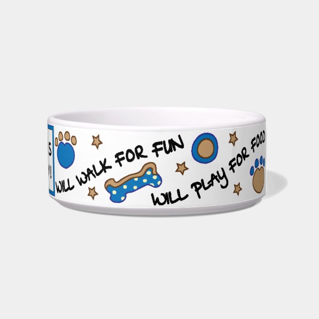 Écuelle Bol alimentaire moyen pour chien " Jouera pour de  (Droite)