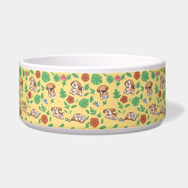 Écuelle Bol alimentaire pour chien Beagle Été Floral Paste (Devant)
