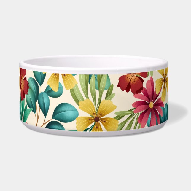 Écuelle Bol blanc orné de fleurs tropicales vibrantes (Devant)
