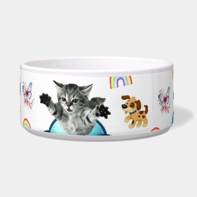 Écuelle Bol Cat Chien Souris Arc-en-ciel Mignon  (Devant)