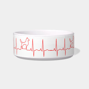 Écuelle Bol de battement de coeur de chien rouge