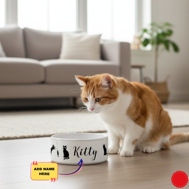 Écuelle Bol de chat personnalisé - Nom personnalisé Dishwa (Personalized Cat Bowl - Custom Name Ceramic Dishwasher-Safe Bowl, Perfect Gift for New Cat Owners)