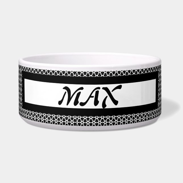 Écuelle Bol de chien à motif noir blanc (Devant)