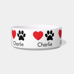 Écuelle Bol de chien personnalisé avec nom, Empreintes de