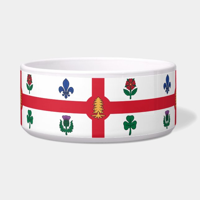Écuelle Bol de compagnie avec le drapeau de Montréal (Devant)