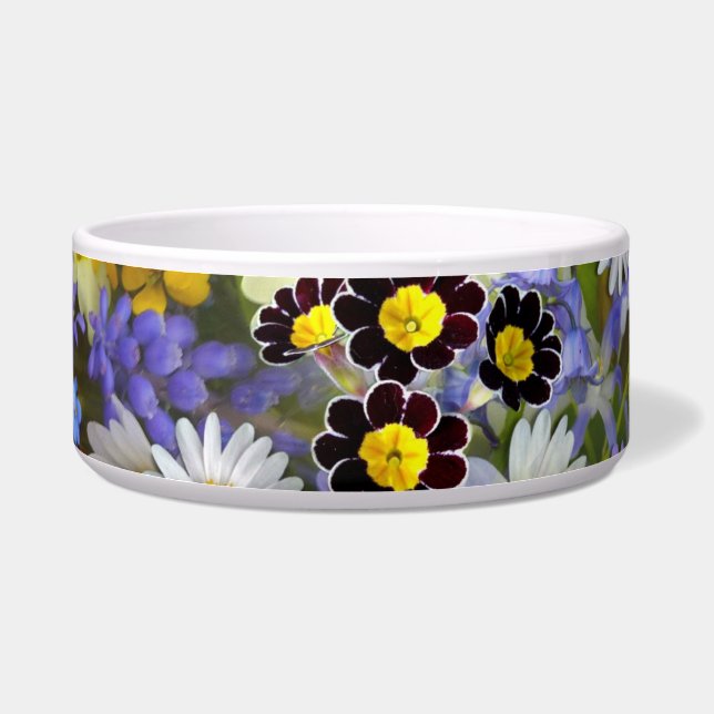 Écuelle bol de nourriture pour chat de fleurs de printemps (Gauche)