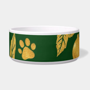 Écuelle Bol élégant pour chien pour les fêtes – Or et vert