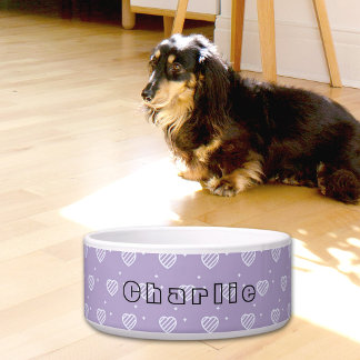 Écuelle Bol en céramique à motif Cœurs Violets pour animau