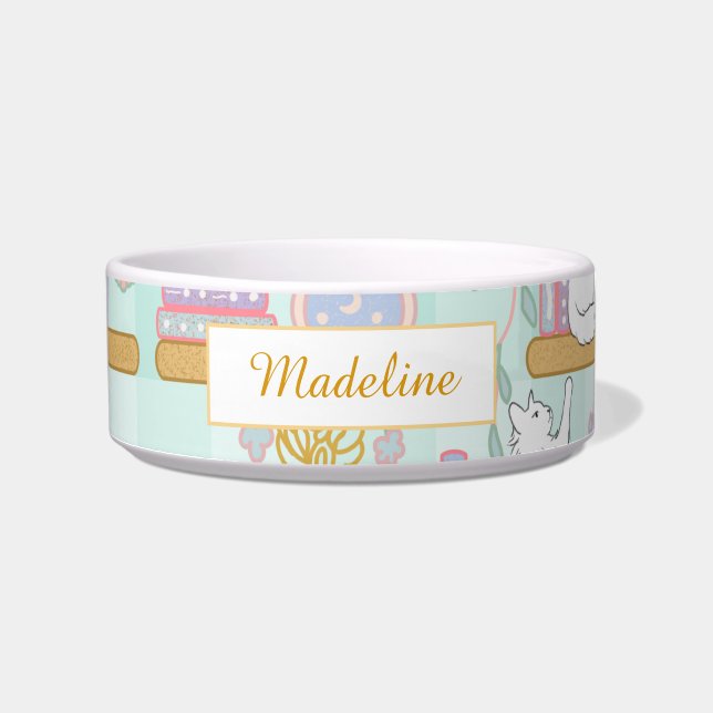 Écuelle Bol en céramique personnalisé avec nom de chat, bi (Devant)