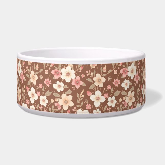 Écuelle Bol floral pour nourriture/eau pour animaux de com (Devant)