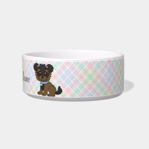 Écuelle Bol ou assiette à eau pour chien Yorkie bleu