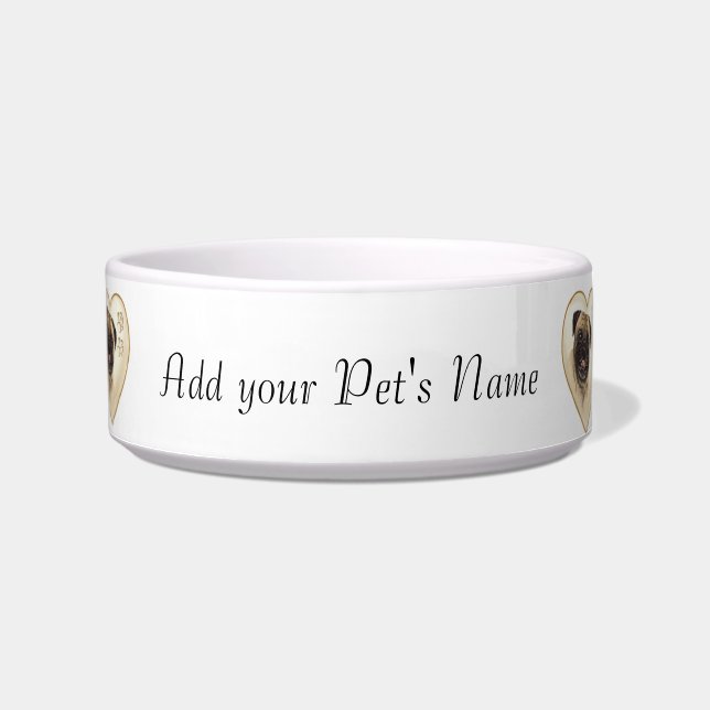 Écuelle Bol ou assiette à nourriture pour chien PUG (Devant)