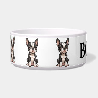 Écuelle Bol personnalisé de Boston Terrier de dessin animé