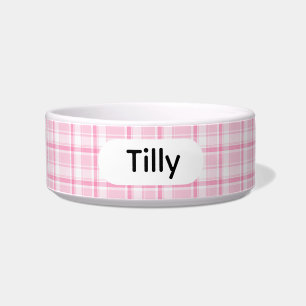 Écuelle Bol personnalisé de style rose à carreaux pour ani