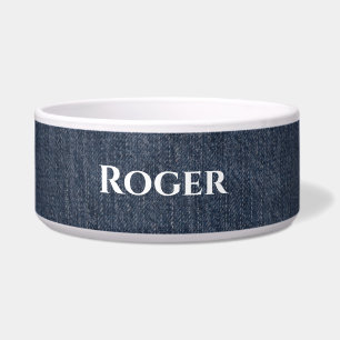 Écuelle Bol personnalisé en denim bleu pour animal de comp