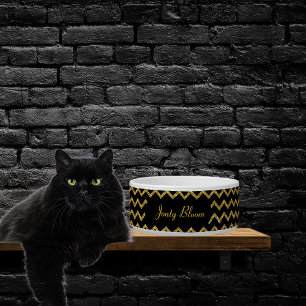 Écuelle Bol personnalisé or et noir à paillettes Chevron p