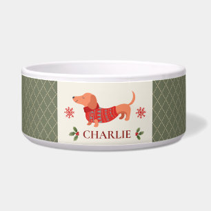 Écuelle Bol personnalisé pour chien de Noël à carreaux vin