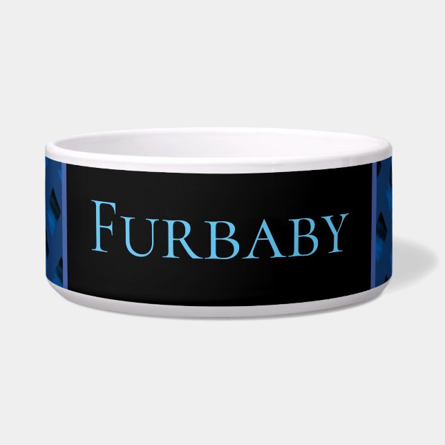 Écuelle Bol pour animal de compagnie à motif bleu. (Devant)