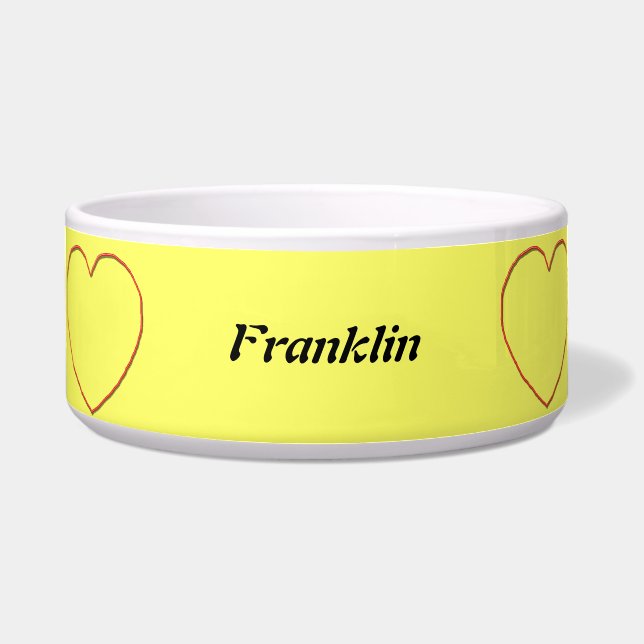 Écuelle Bol pour animaux - Cadre pour fils Coeurs (Devant)