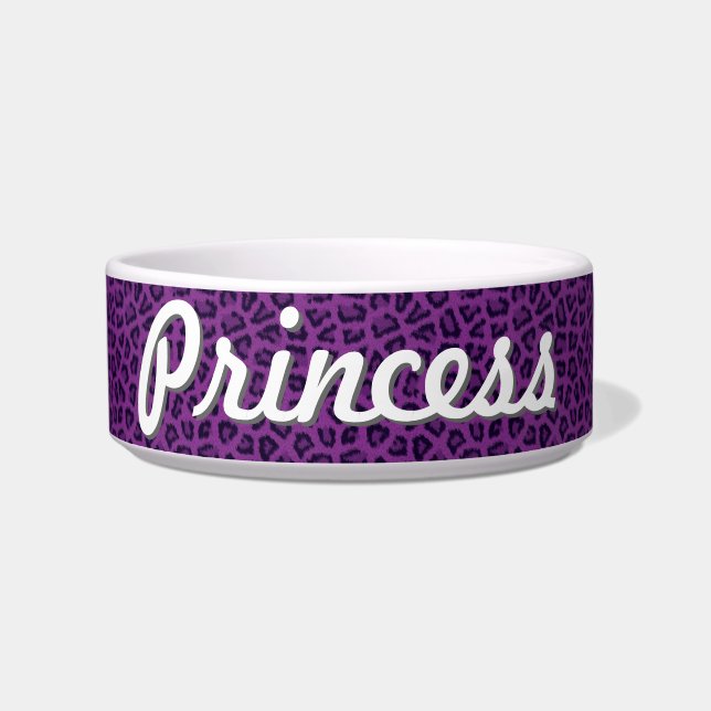 Écuelle Bol pour animaux Empreintes de léopard violet - Cu (Devant)