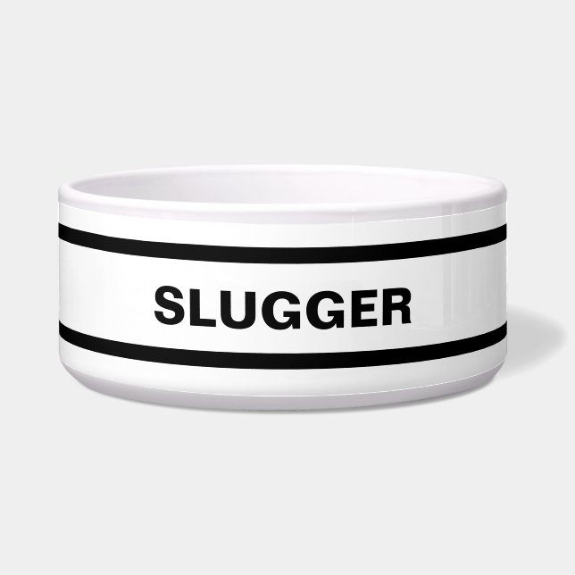 Écuelle Bol pour animaux en céramique noir et blanc person (Devant)