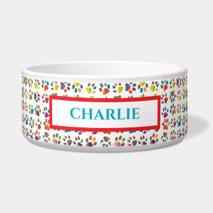 Écuelle Bol pour chien Empreintes de patte Arc-en-ciel