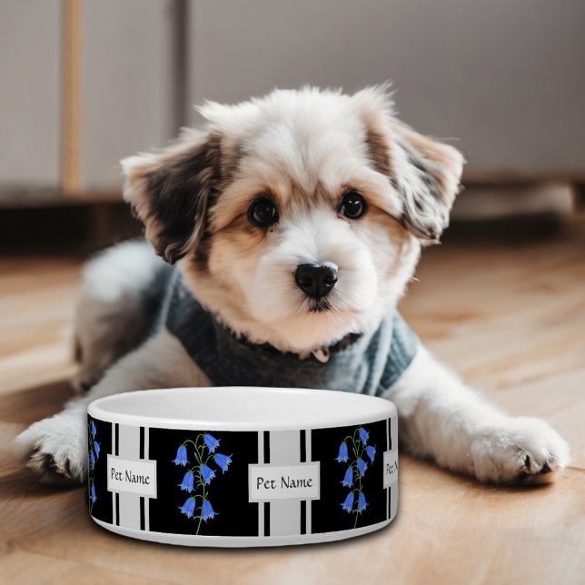 Écuelle Bol pour chien noir et blanc avec des jacinthes et (Créateur téléchargé)