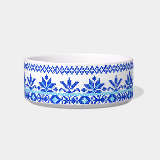 Écuelle Bol ukrainien bleu sur bleu à broderie point de cr
