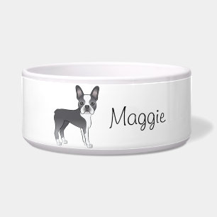 Écuelle Boston Terrier Bleu Mignon Chien de Dessin Animé A