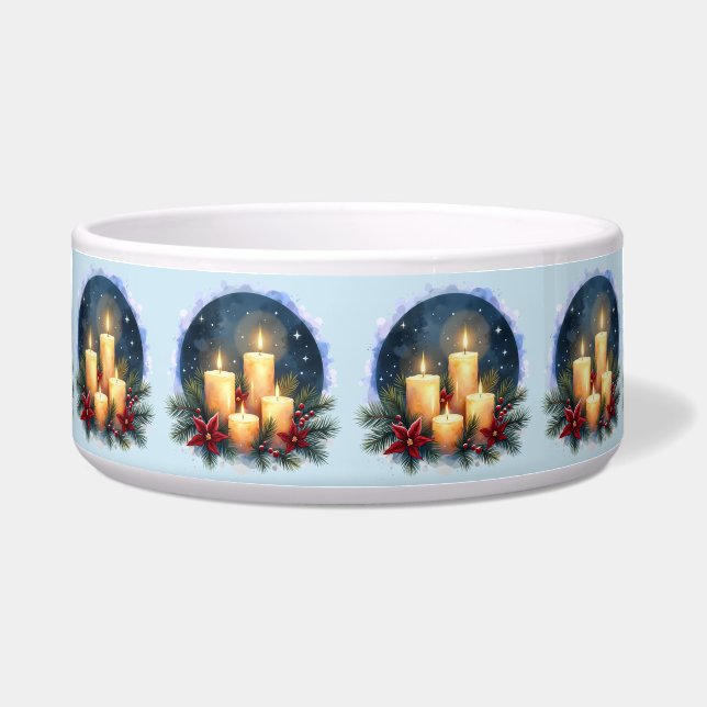 Écuelle Bougie de Noël avec Poinsettias (Devant)