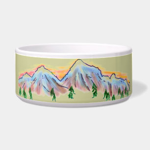 Écuelle Boule de chien de couché de soleil de montagne art