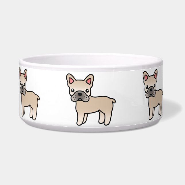 Écuelle Bouledogue français de dessin animé crème (Devant)