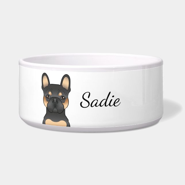 Écuelle Bouledogue français noir et fauve / chien Bouledog (Devant)