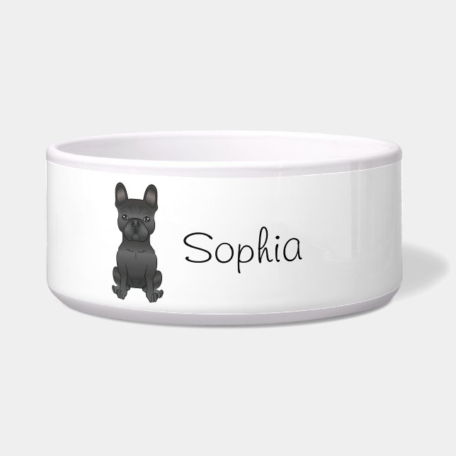 Écuelle Bouledogue français noir / Frenchie Chien de dessi (Devant)