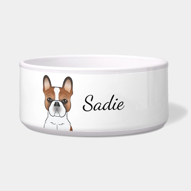 Écuelle Bouledogue Français Tacheté Rouge Mignon Chien de  (Devant)