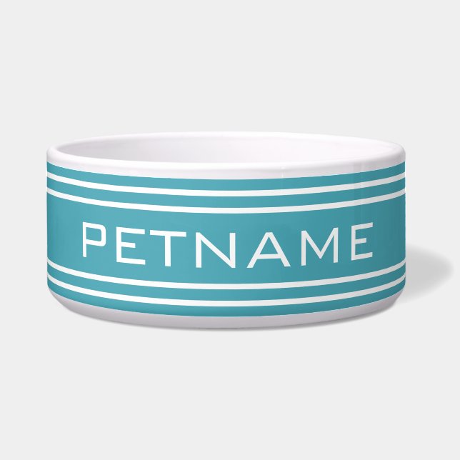 Écuelle Boules de monogramme personnalisées Turquoise Stri (Devant)