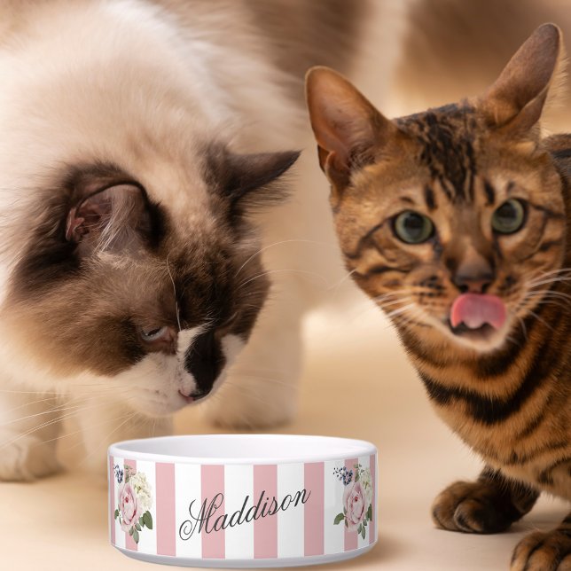 Écuelle Bouquet de roses rayées rose-chic du pays Monogram (Créateur téléchargé)