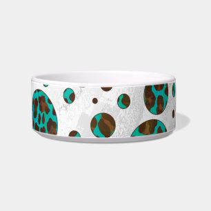 Écuelle Brun de vache à point de polka et copie turquoise